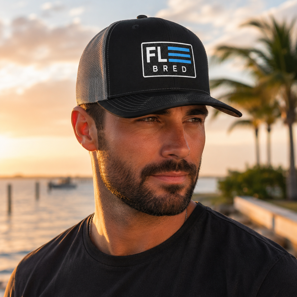 Florida Trucker Hat | FL BRED Embroidered Mesh Snapback | Florida BRED