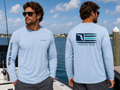 Salt State Performance Fishing Shirt- Blue Mist, Aqua Blue, Aluminum