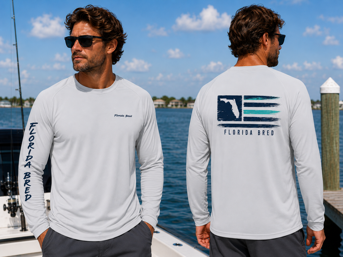 Salt State Performance Fishing Shirt- Blue Mist, Aqua Blue, Aluminum