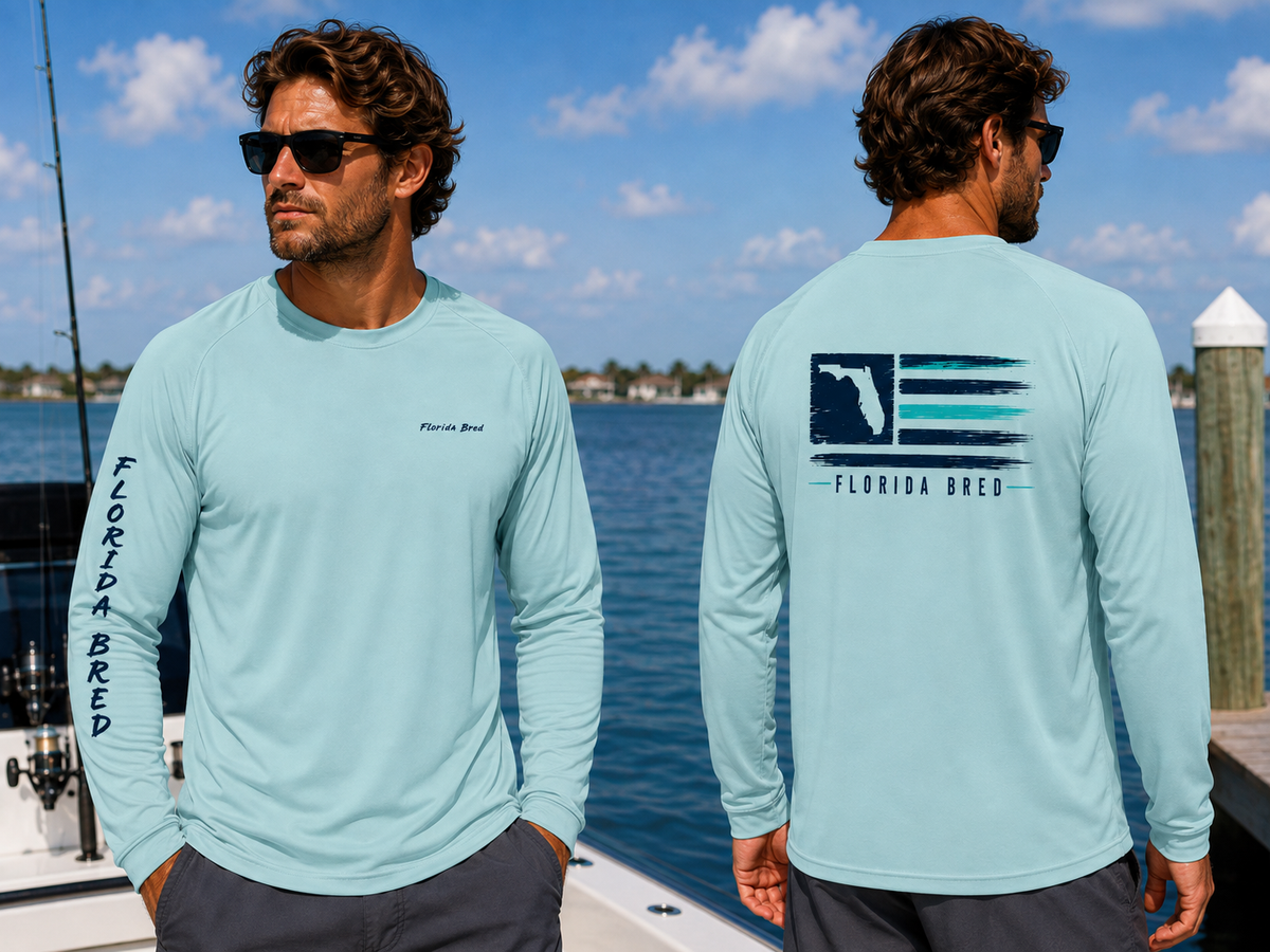 Salt State Performance Fishing Shirt- Blue Mist, Aqua Blue, Aluminum